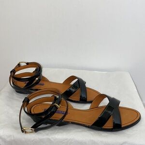 Ralph Lauren black double ankle-wrap sandals (Size 9.5)